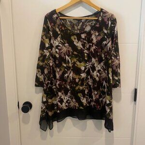 Vera Wang floral flowy long sleeve top size  0X